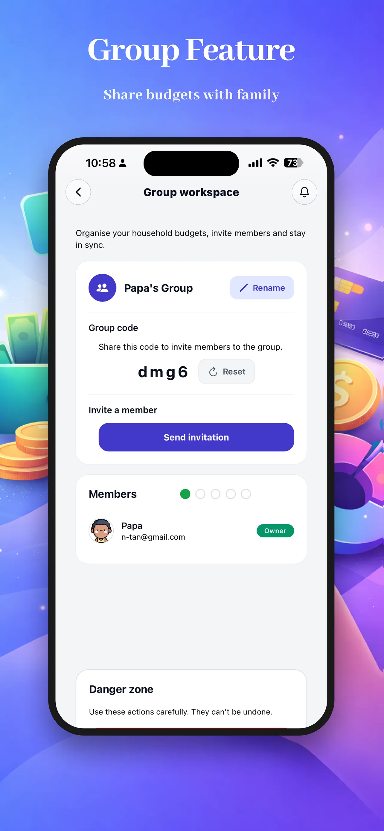 Expense Tracker app monthly summary screen