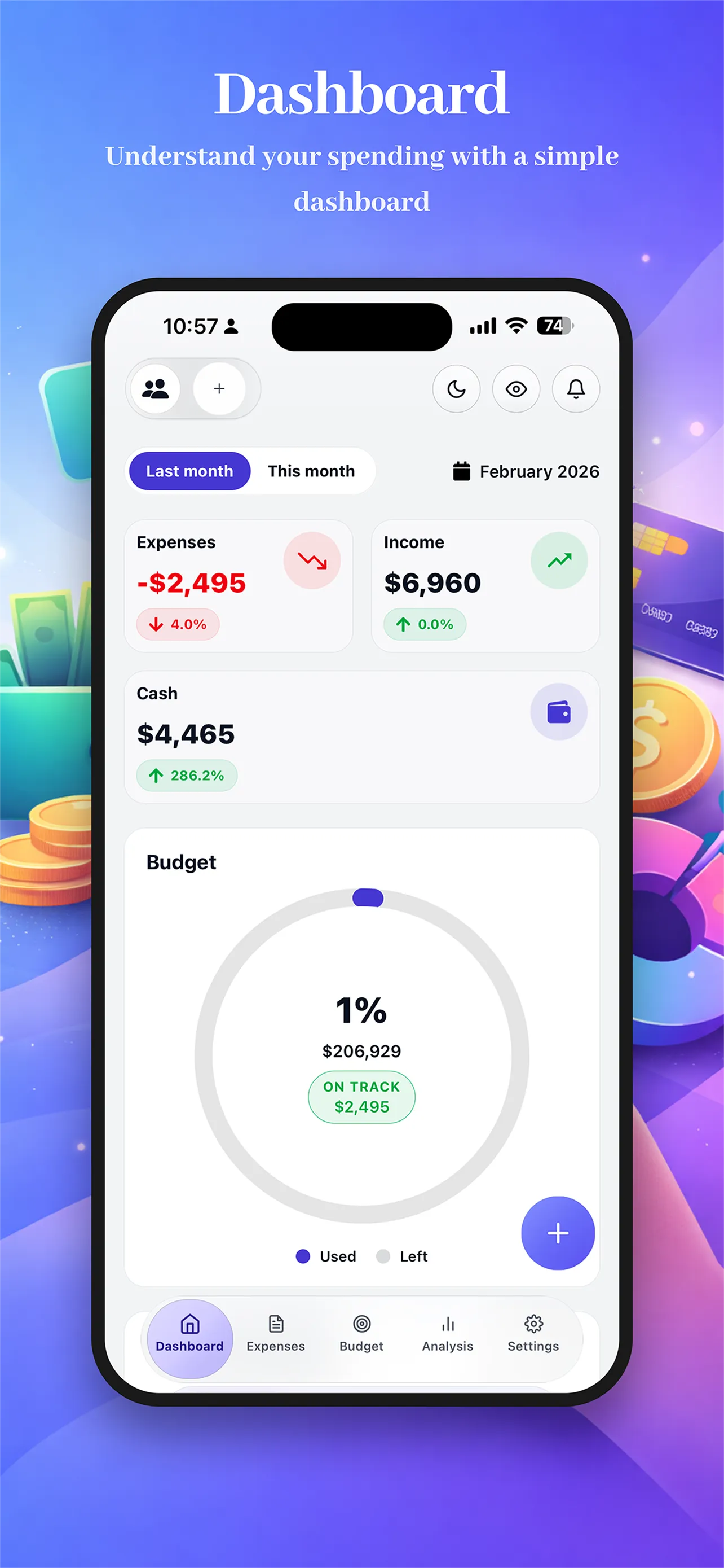Expense Tracker app quick entry screen