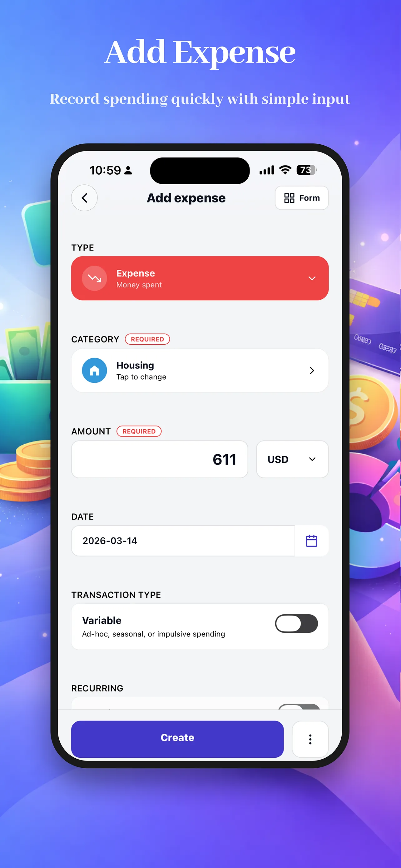 Expense Tracker app analytics screen