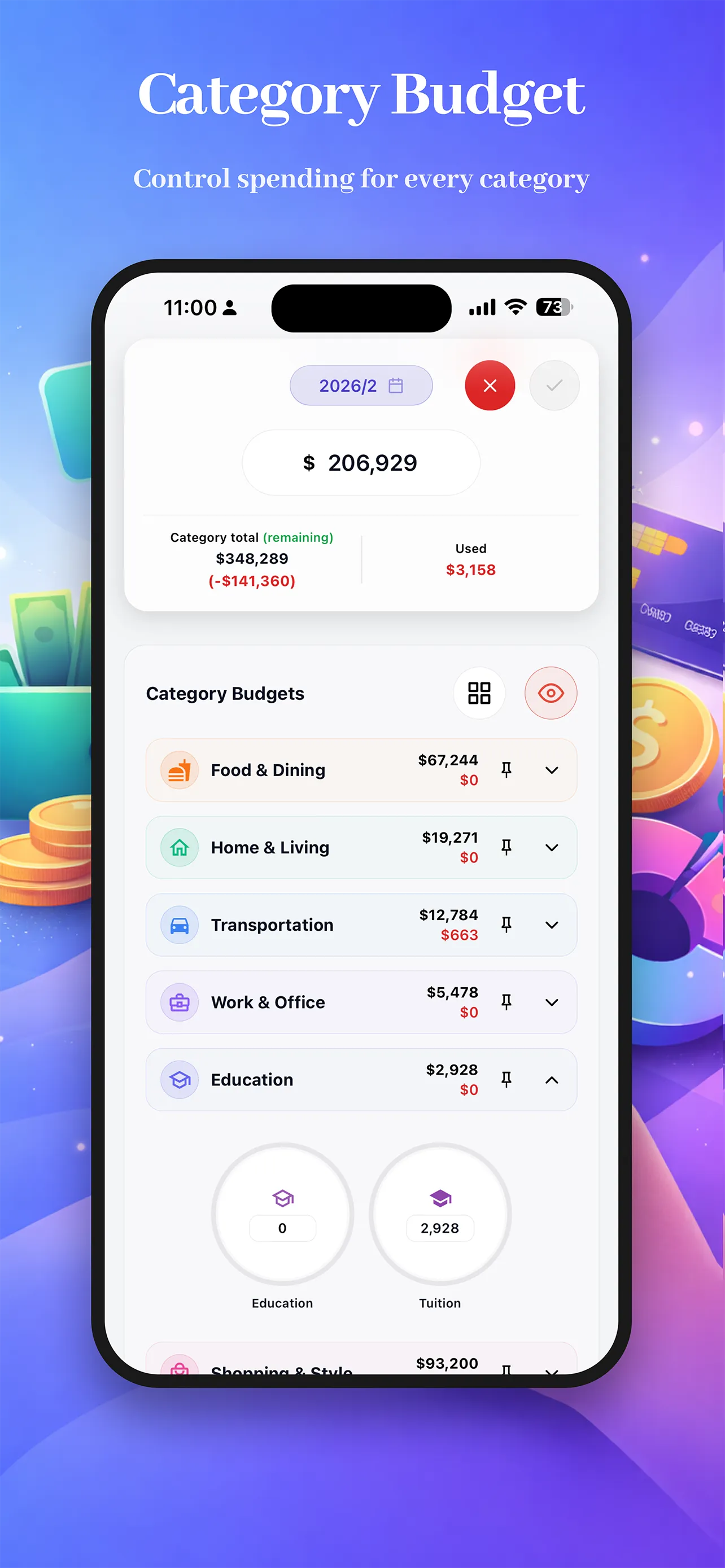 Expense Tracker app reports screen