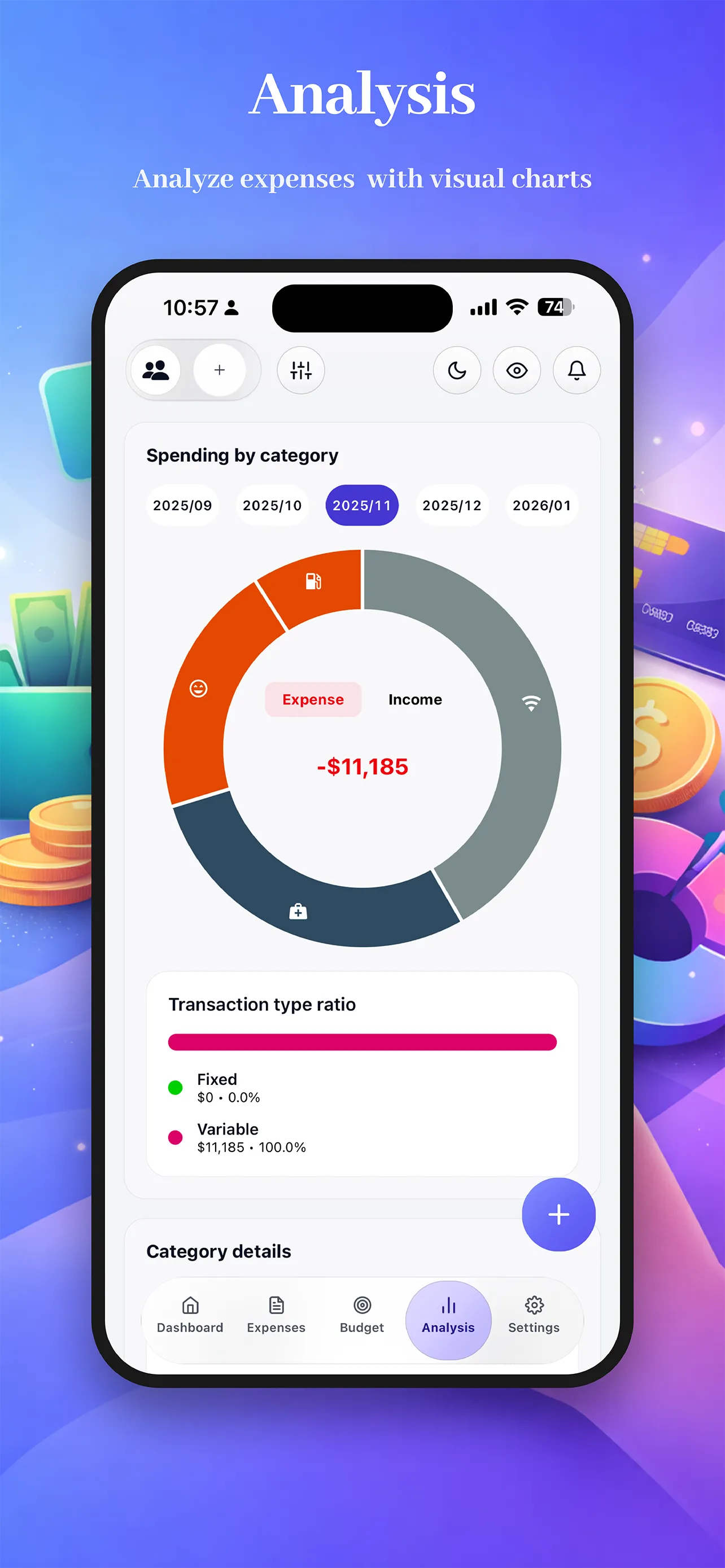 Expense Tracker app wallet screen